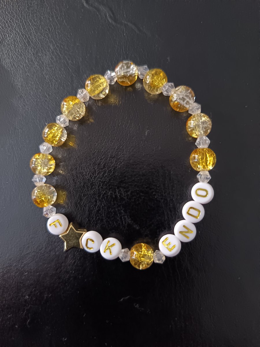 Elasticated endometriosis letter and yellow beaded bracelet