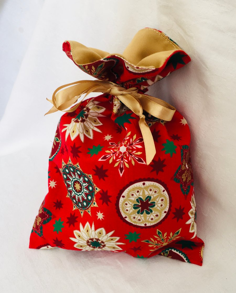 Reusable Christmas Drawstring Gift Bag, Christmas Sack, Drawstring Bag.