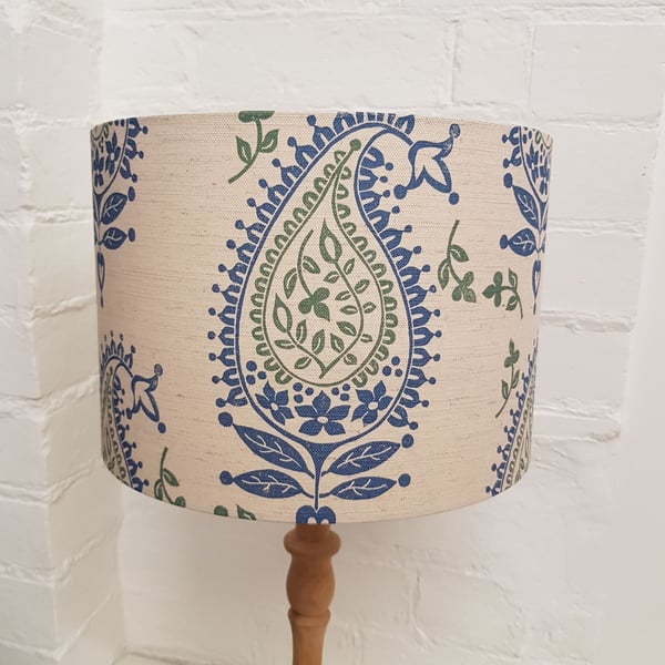 'Josephine' 30cm drum lampshade in blue 