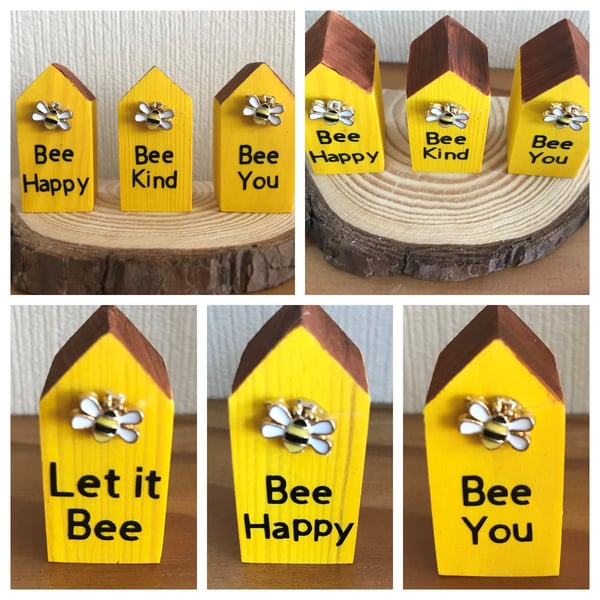 Hand Painted Miniature Houses Bee Hives