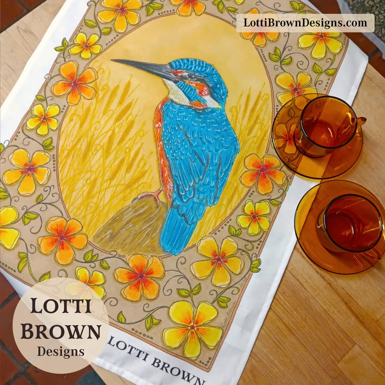 Kingfisher Tea Towel - 100% Cotton Kitchen Gift