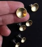 Brass and sterling silver stud earring. Brass bowl earring.