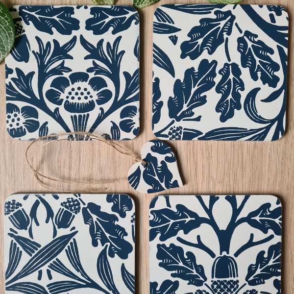 Coasters gift tag set William Morris Acorn housewarming gift