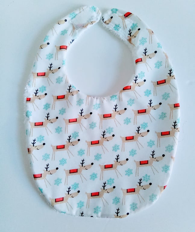  Christmas bib, white, reindeer xmas bib, babies first Christmas, Bib, 
