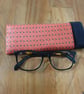 Handmade Red Geometric Satin & Velvet Padded Glasses Case - Image 4