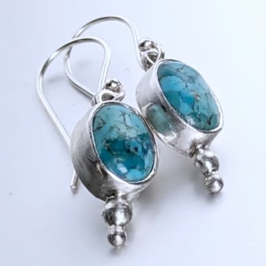 Colourful Turquoise and Sterling Silver Dangle Earring
