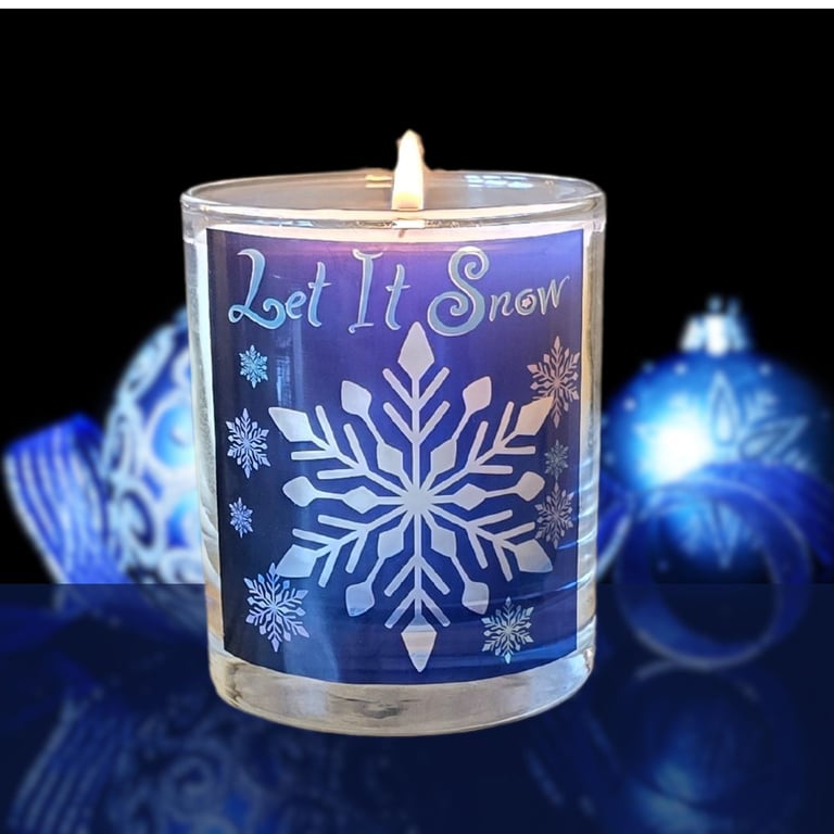 Christmas Fragranced Let It Snow Scented Candle in Glass Wax Blend Gift