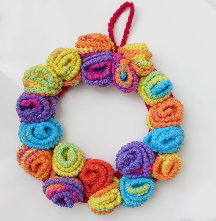 Crochet Juicy Tropical Swirls Wreath  Hanging Decoration Housewarming Home Decor
