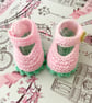 Hand Knitted baby shoes, premature to 3 months baby girl booties 