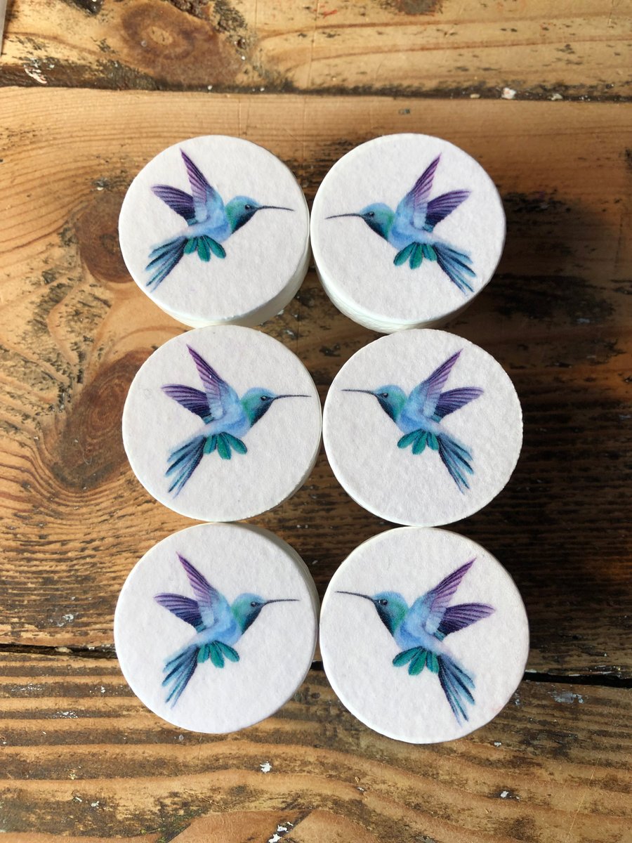 Handmade Hummingbird pine door knobs wardrobe drawer handles decoupaged