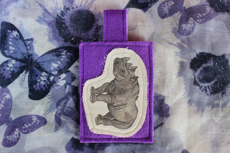 SALE ITEM - Rhino Card Holder Cute Bag Accessory Label