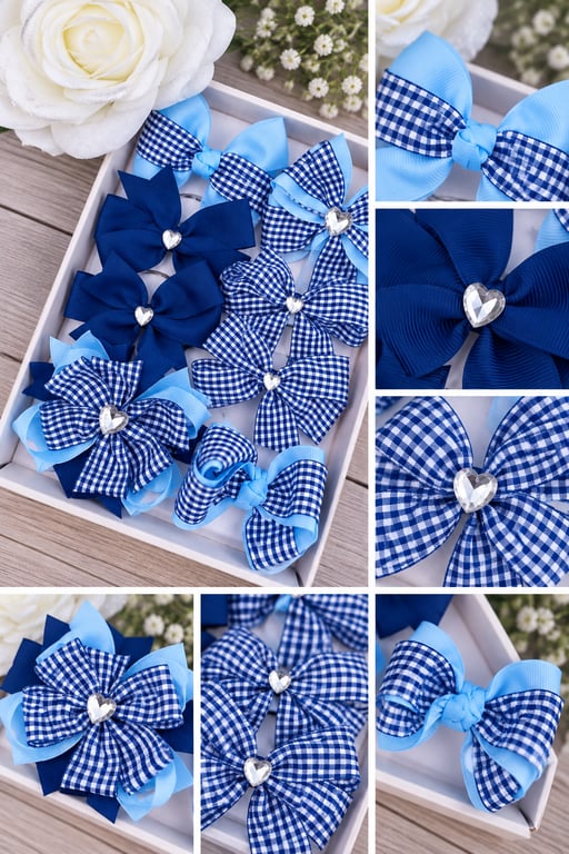 Sophia's Handmade 8-Piece School Sets- Navy Blue And Light Blue