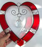 Stained Glass and Wire Heart Suncatcher - Handmade - Red