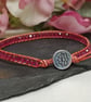 Pink spinel gemstone and orange leather bracelet, August birthstone  - Image 4