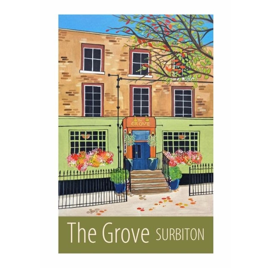 The Grove Surbiton travel poster print by Susie West