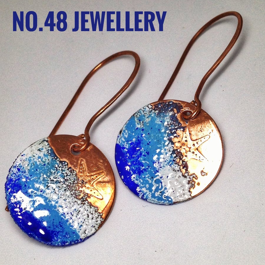 Sea spray enamel earrings 