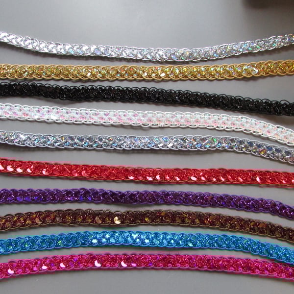 Sequin 1cm Braid Trim Sold By The Metre