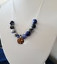 Natural sodalite gemstone 18 inch sterling silver necklace