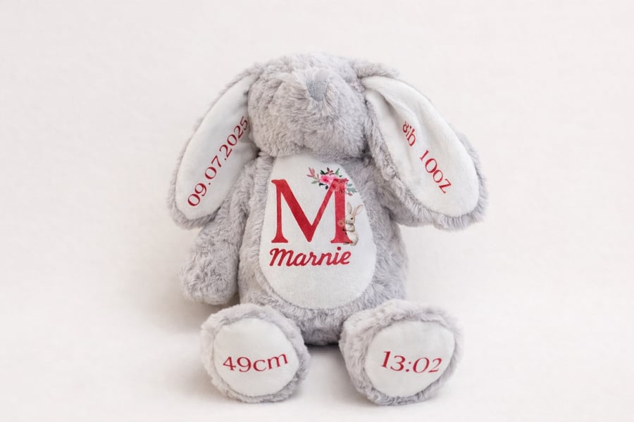Personalised Bunny Teddy – New Baby Keepsake Gift