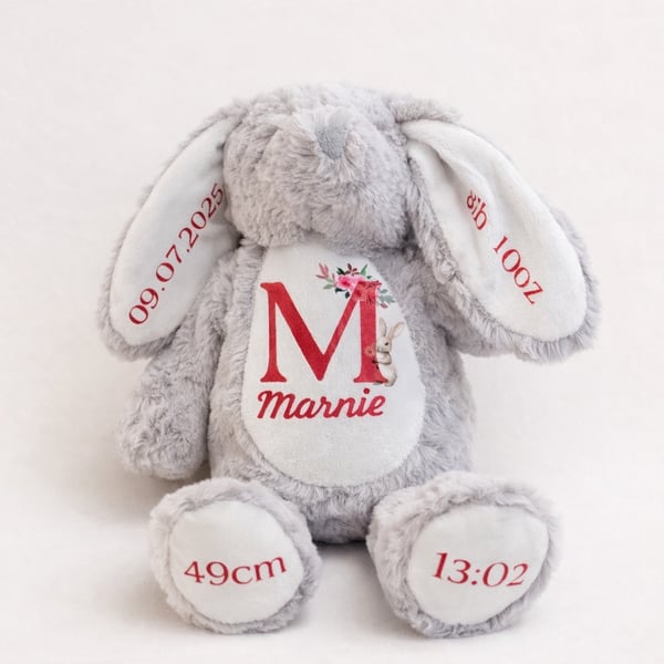 Personalised Bunny Teddy – New Baby Keepsake Gift