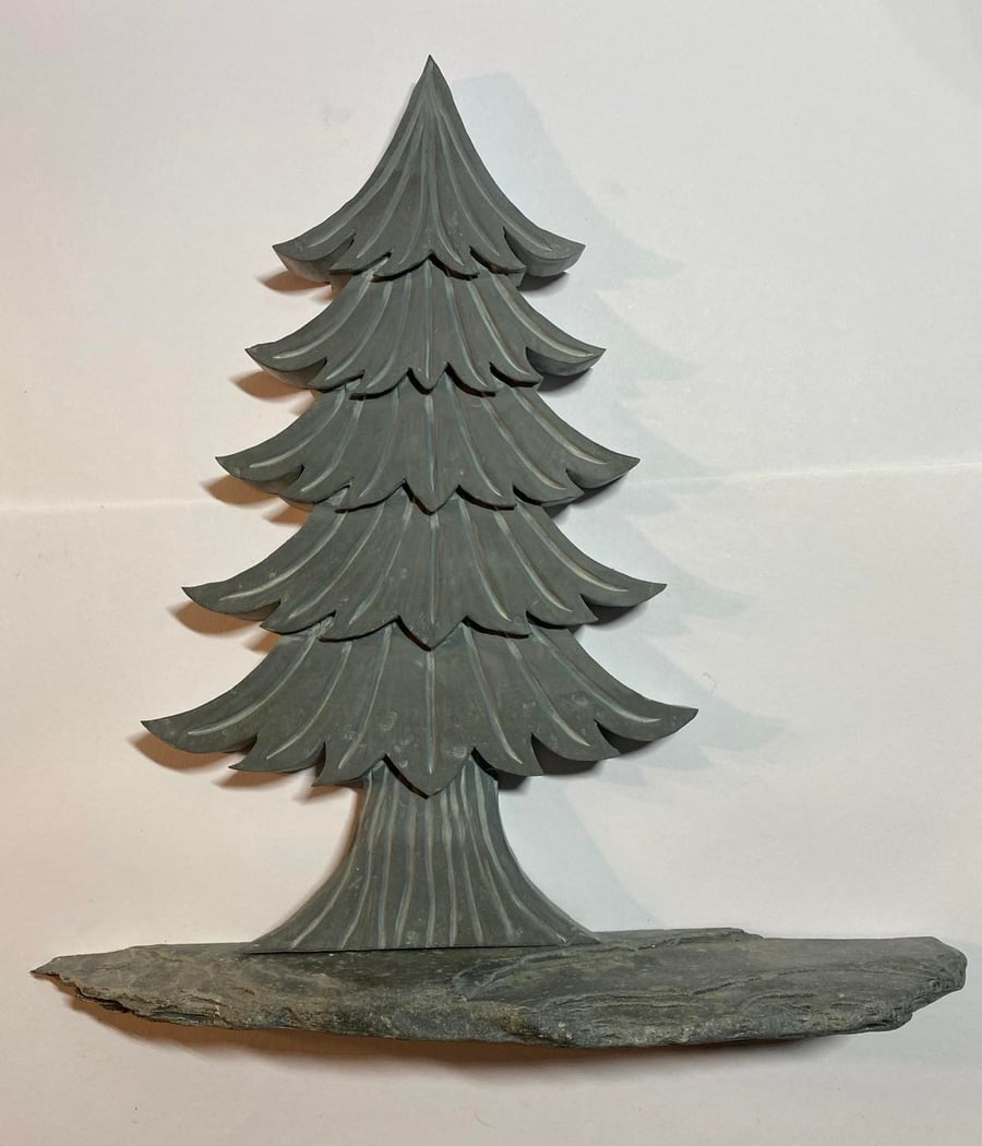 Bespoke hand cut and engraved stone Christmas Tree