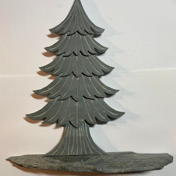 Bespoke hand cut and engraved stone Christmas Tree