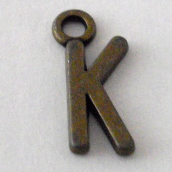 1 x Bronze Tone Letter K Charm
