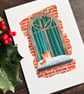 Cat christmas card, ginger tabby card, funny cat card, card for cat lover