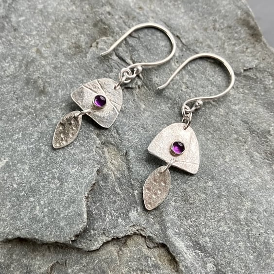 Sterling Silver Arch Earrings with Amethyst