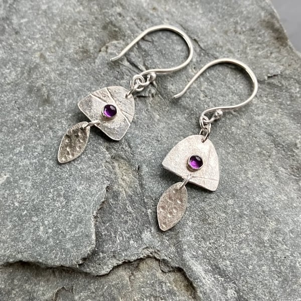 Sterling Silver Arch Earrings with Amethyst