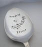 Vegetarian Spoon, Powered by Plants, Handstamped Vintage Dessertspoon - Image 1