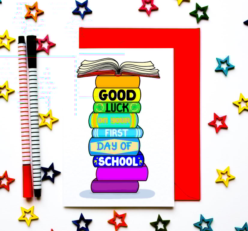 Good Luck Card For First Day At School For Daughter, Son, Niece, Nephew