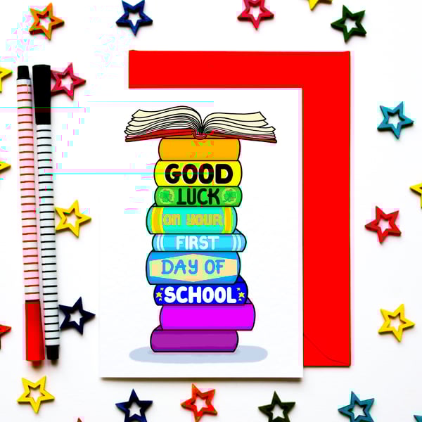 Good Luck Card For First Day At School For Daughter, Son, Niece, Nephew