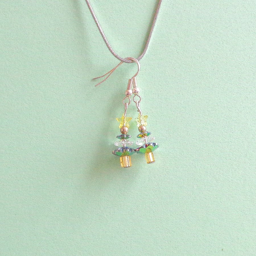 Christmas Tree with Star Crystal earrings "Golden"