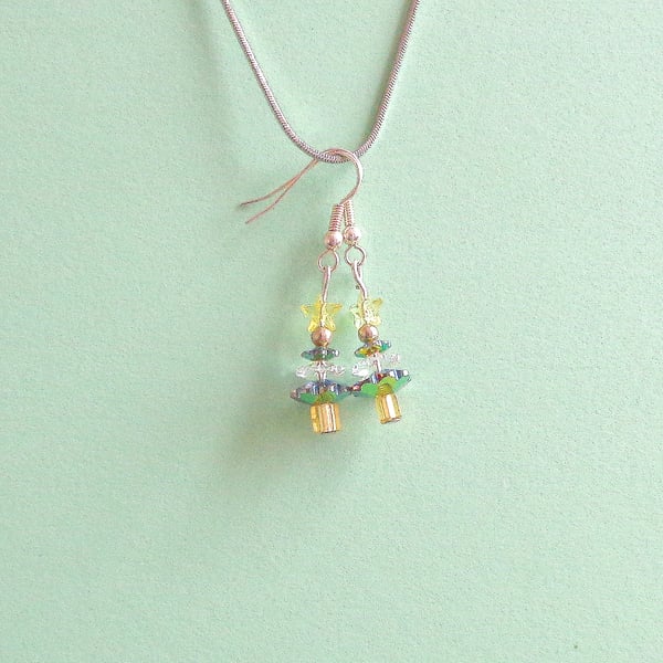 Christmas Tree with Star Crystal earrings "Golden"