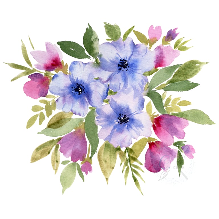 Loose Watercolour Floral Print Available in A4 and A5