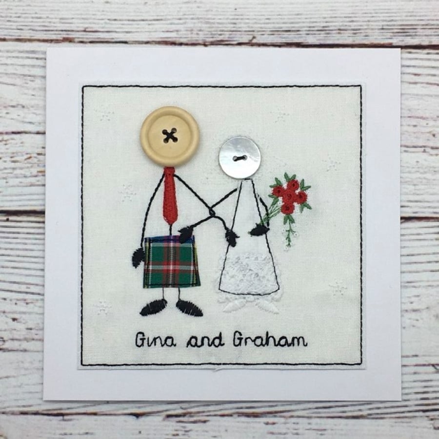Mr and Mrs Kilt Wedding Day Card, Scottish Wedding Card, Tartan Wedding Card
