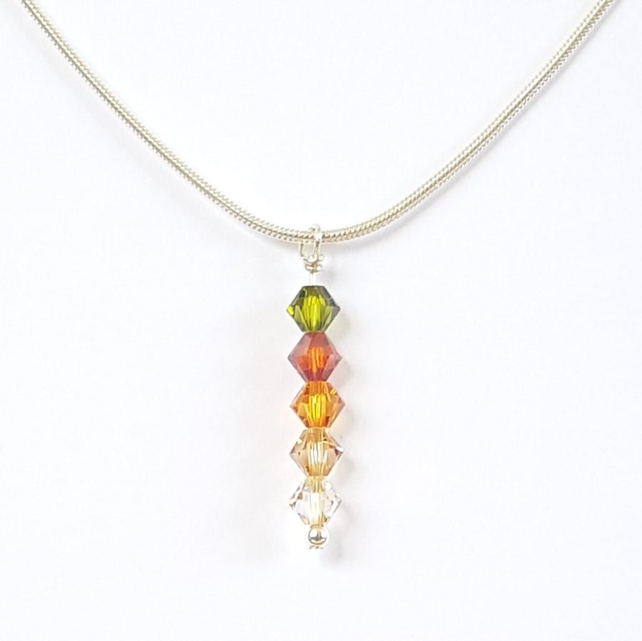 Swarovski Crystal Drop Pendant Necklace - Autumn Colours