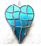 Patchwork Heart Suncatcher Stained Glass Handmade Turquoise Aqua  - Image 5
