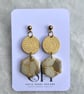 Handcrafted Gold & Beige Hexagon Marble Effect Polymer Clay Earrings - Image 5