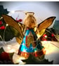  Medium: Tin Angel Christmas Tree decoration (Turquoise and Orange)  - Image 1