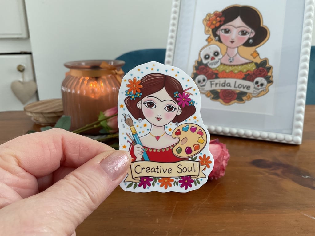 Frida inspired Creative Soul sticker-whimsical artist-art lover-creative spirit