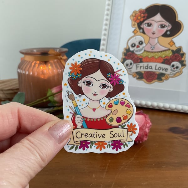 Frida inspired Creative Soul sticker-whimsical artist-art lover-creative spirit