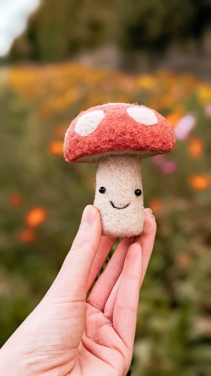 Woolly Toadstool - Needle Felted Handmade Decoration