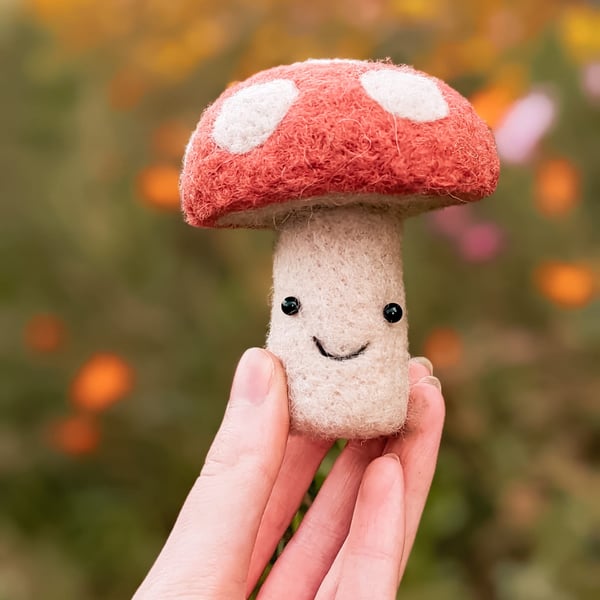 Woolly Toadstool - Needle Felted Handmade Decoration