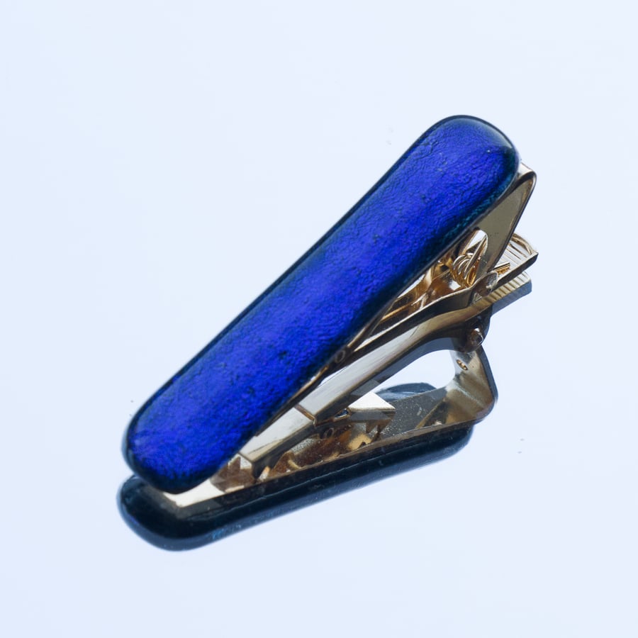 Sparkly Blue Glass Tie Clip - 4064