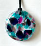 Purple and Blue Round Fused Glass Pendant Necklace  - Image 2