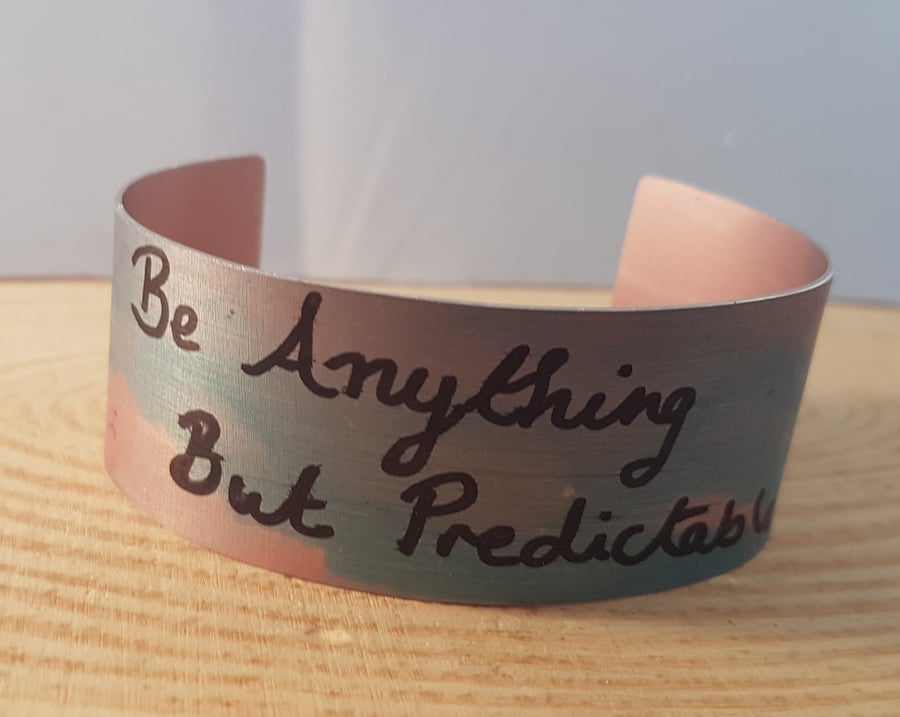 Anodised Aluminium 'Be Anything But Predictable' Red Bracelet Bangle AABA051806