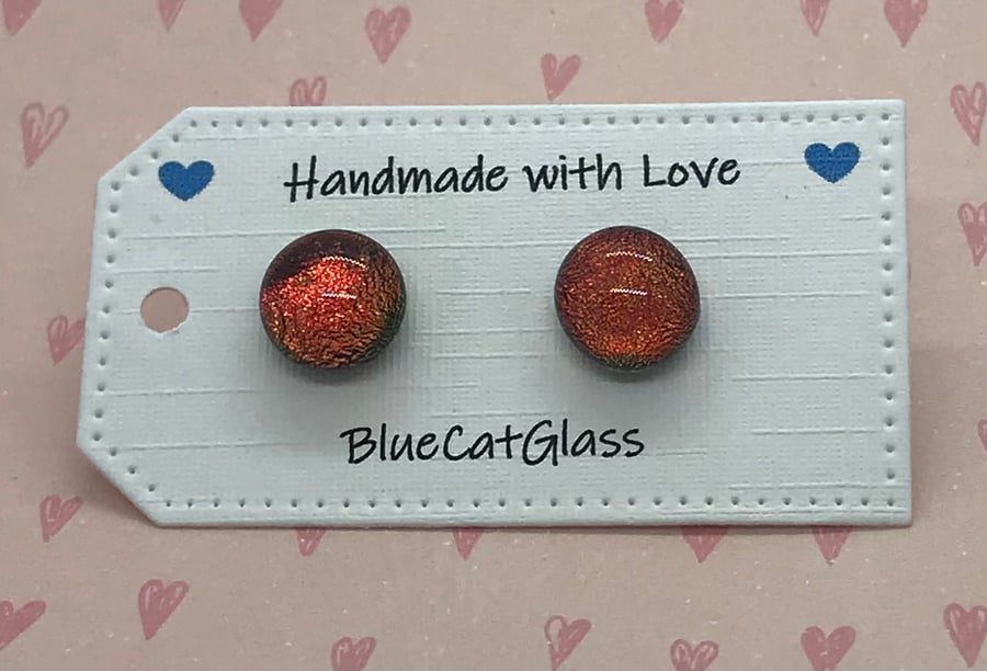 Fused Glass Button Earrings