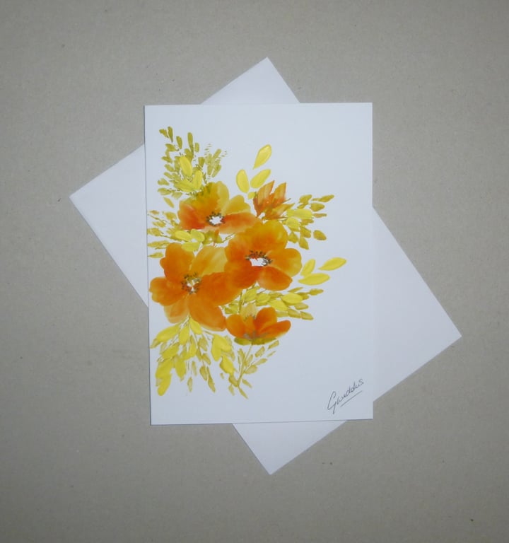 hand painted original art greetings card ( ref FA 269 D5 )